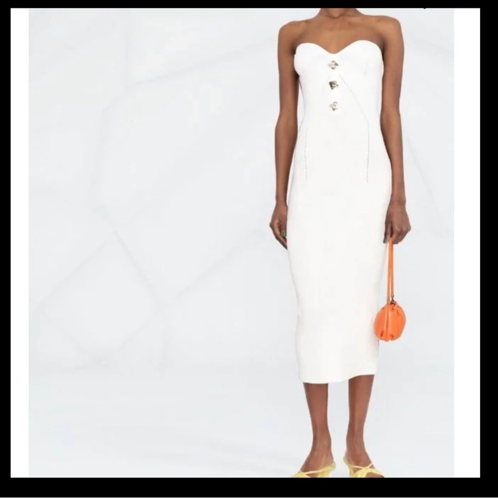 White fitted dress. New with tags. Size Large.